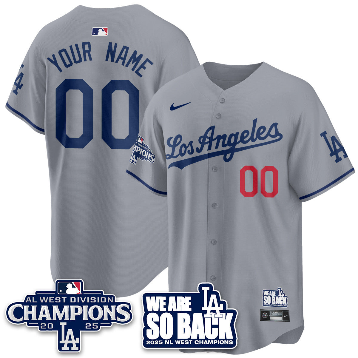 Custom Los Angeles Dodgers 2025 NL West Division Champions Jersey - All Stitched