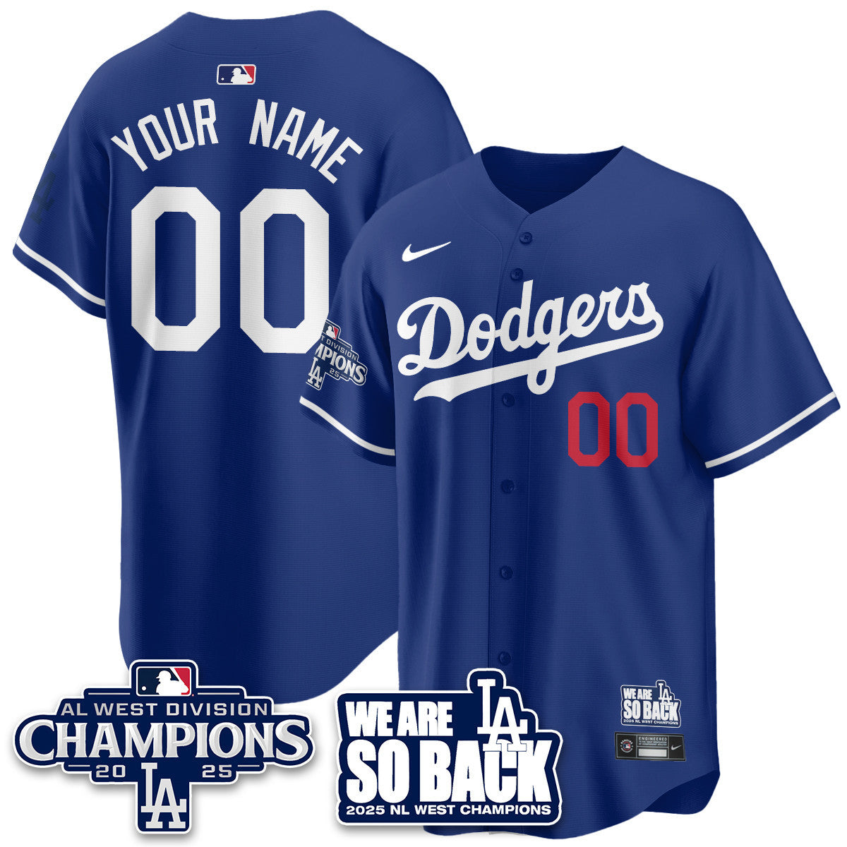 Custom Los Angeles Dodgers 2025 NL West Division Champions Jersey - All Stitched