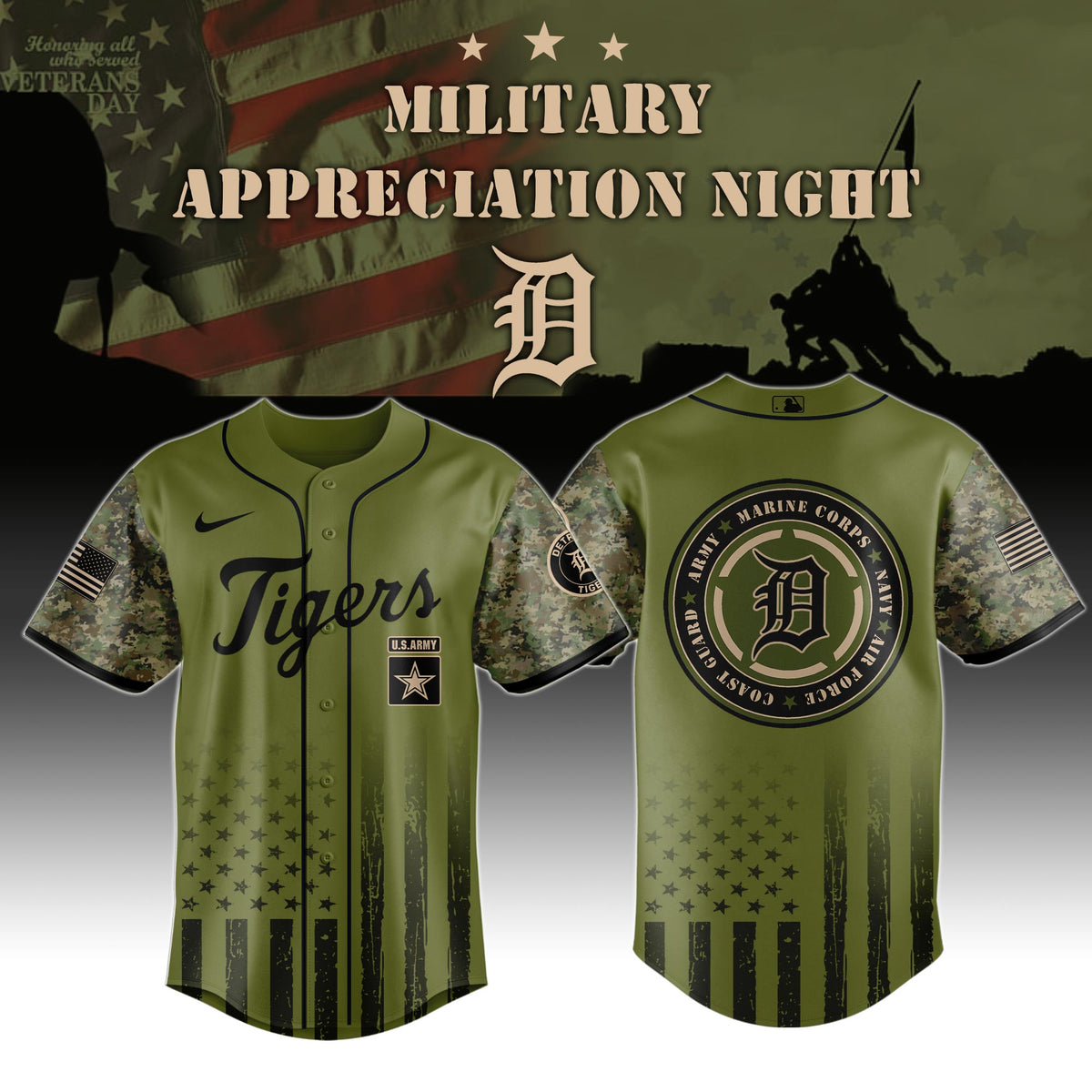 Detroit Tigers Marine Corps Military Appreciation Night Jersey