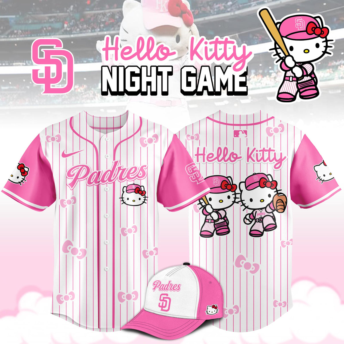 San Diego Padres MLB Hello Kitty Night Game Jersey