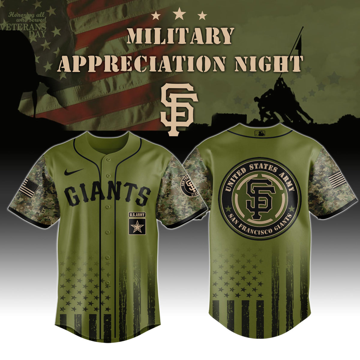 San Francisco Giants Army Military Appreciation Night Jersey