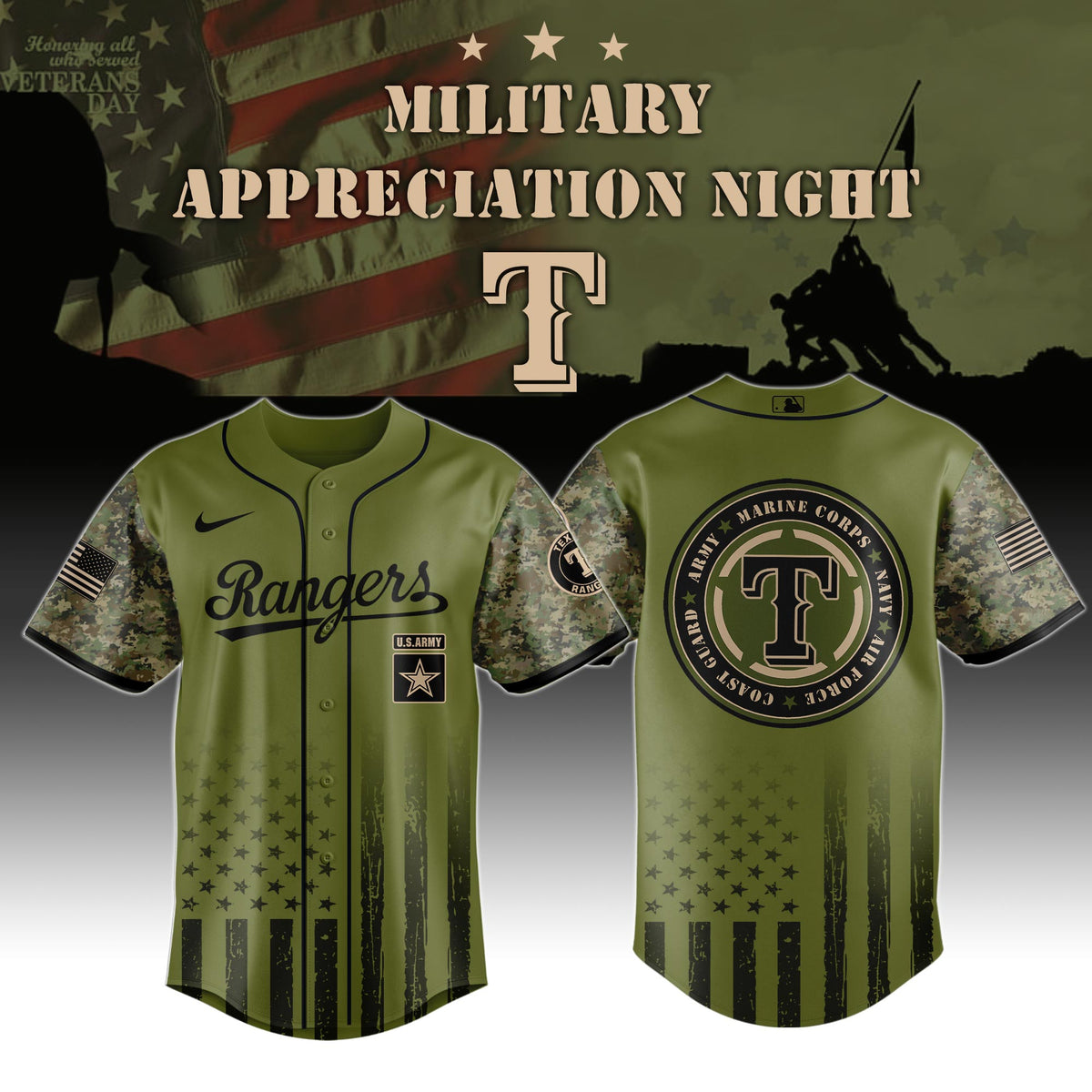 Texas Rangers Marine Corps Military Appreciation Night Jersey