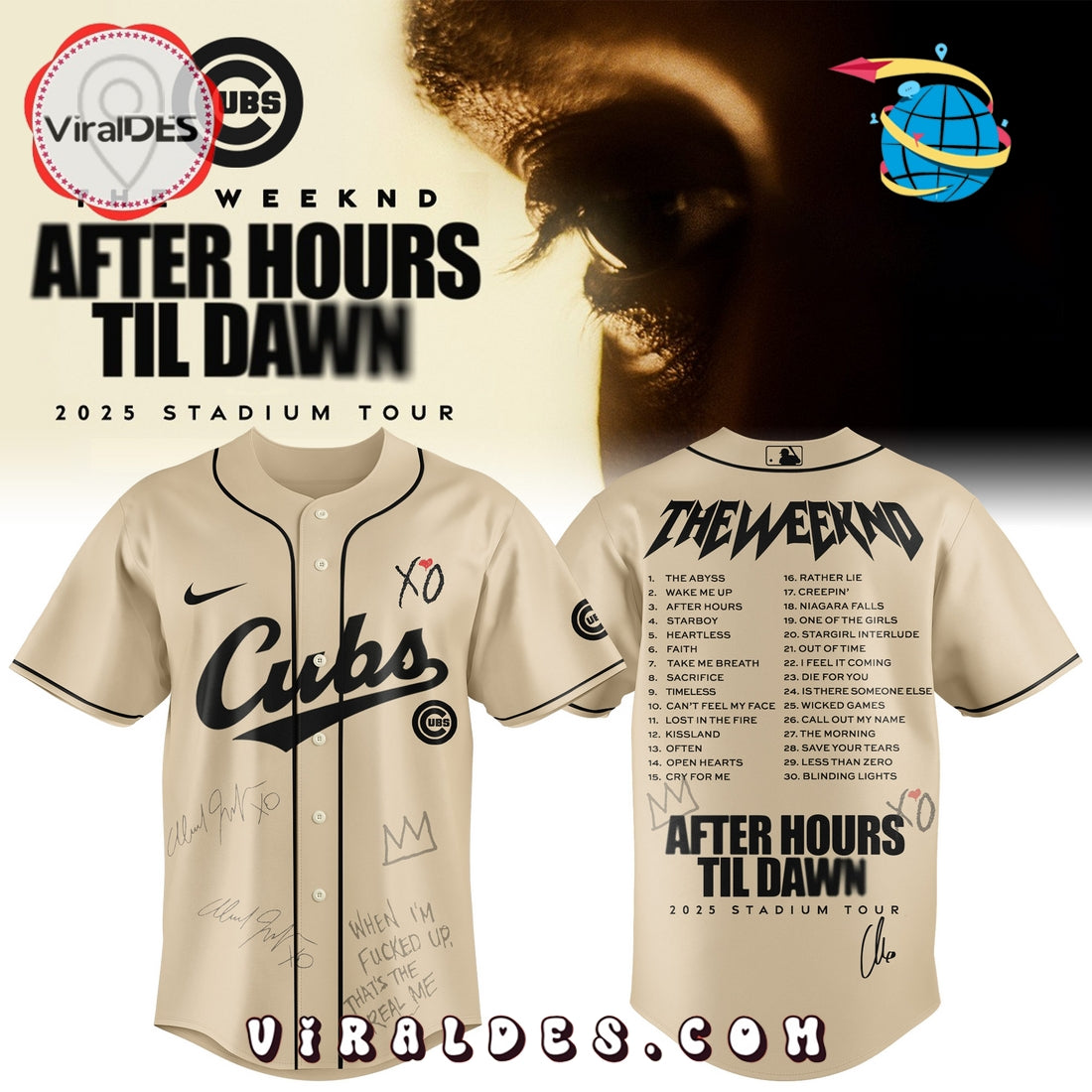 Chicago Cubs x The Weeknd After Hours Til Dawn Baseball Jersey