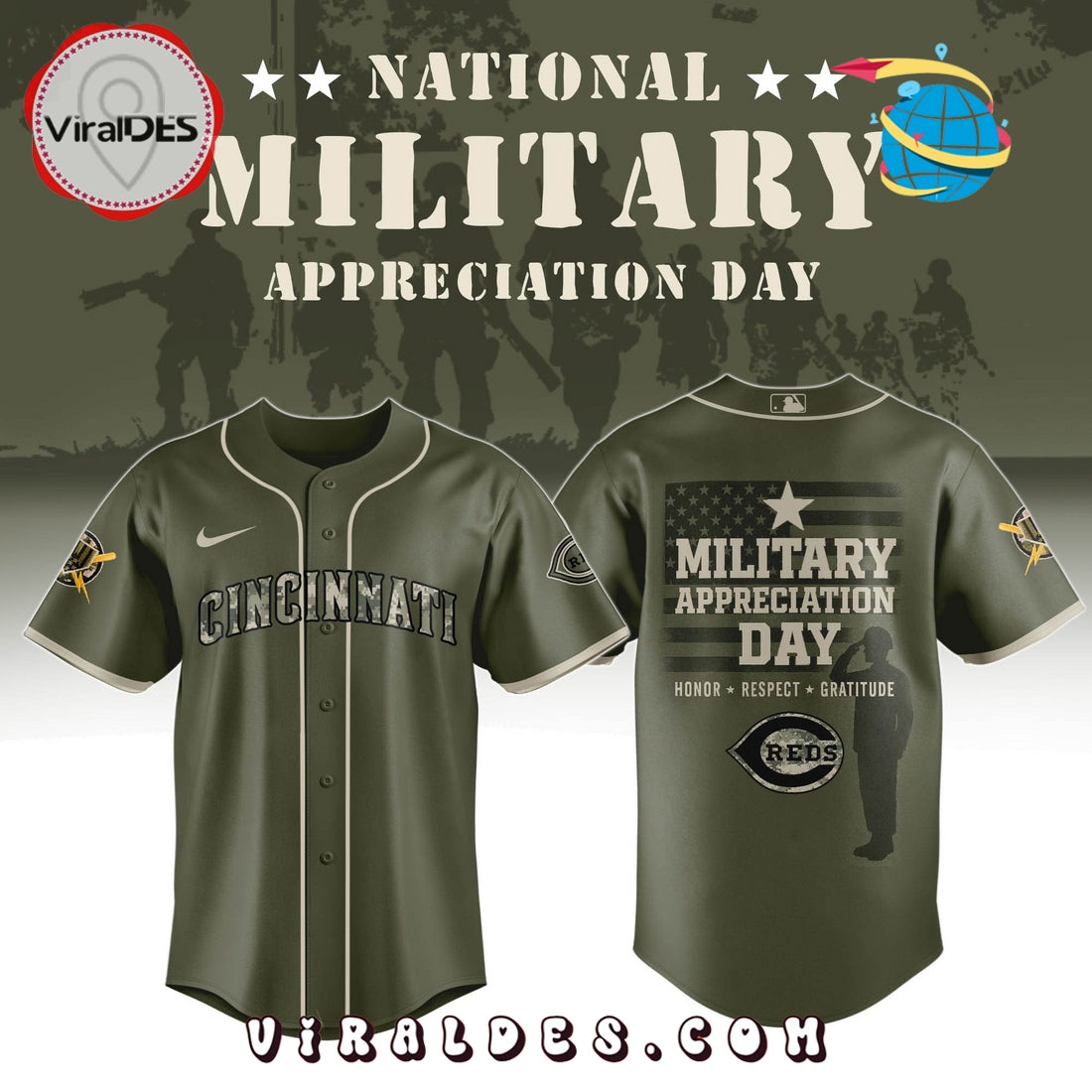 Cincinnati Reds MLB Military Appreciation Day Baseball Jersey