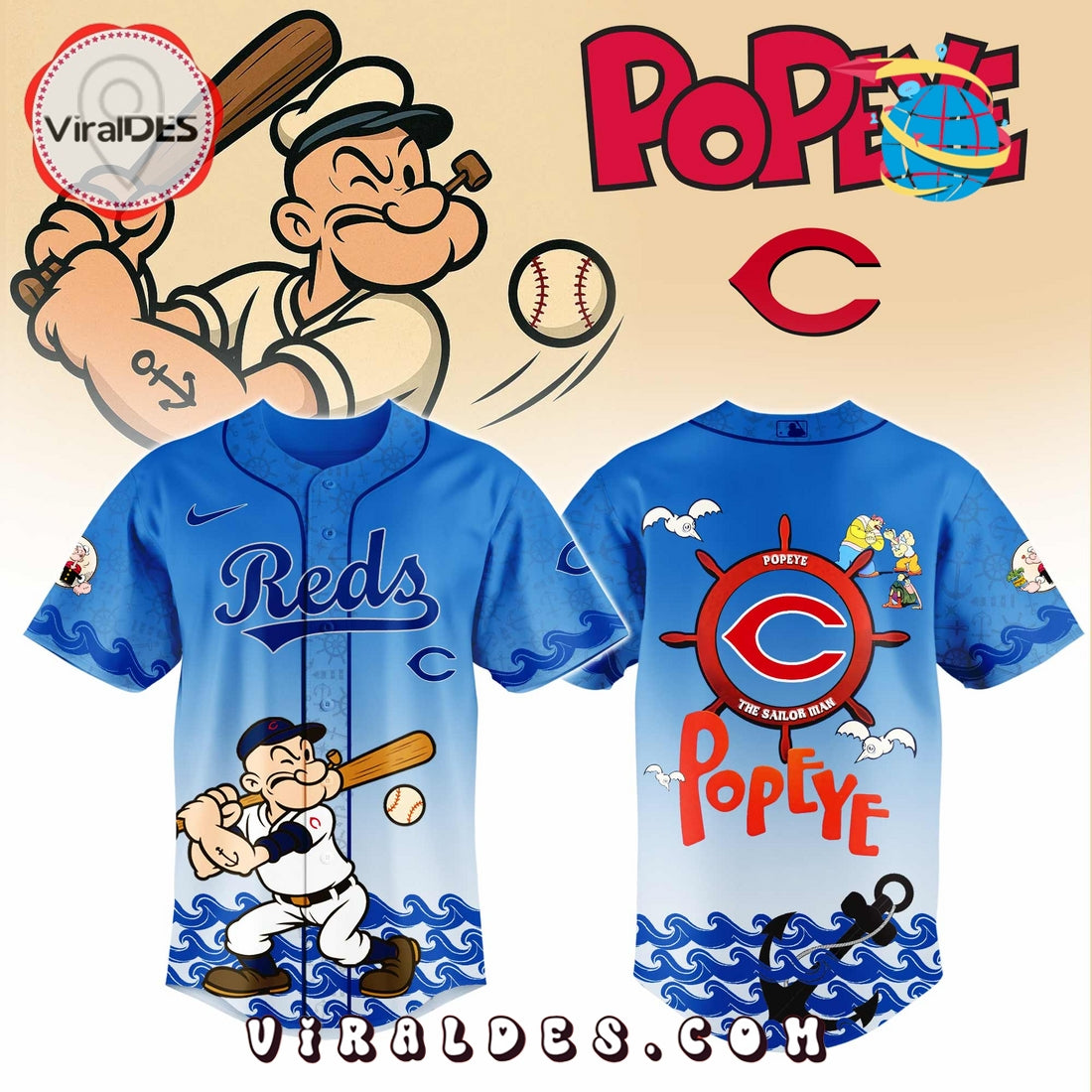 Cincinnati Reds MLB x Popeye Baseball Jersey