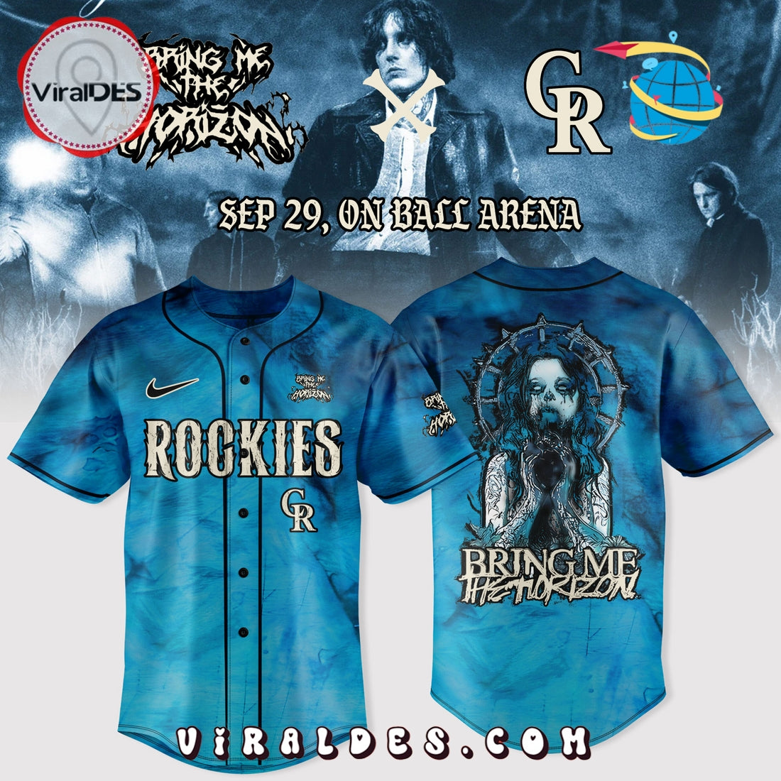 Colorado Rockies x Bring Me The Horizon Baseball Jersey