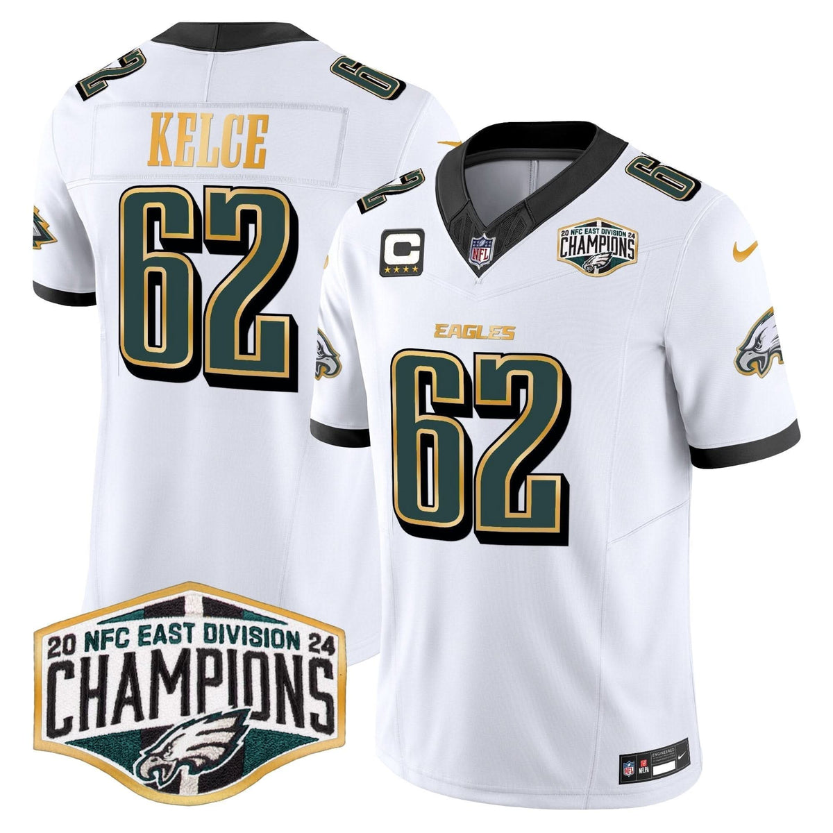 Eagles 2024 NFC East Division Champions Gold Trim Vapor Limited Jersey - All Stitched