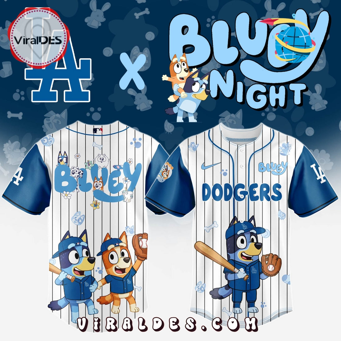 Los Angeles Dodgers MLB Bluey And Bingo Baseball Jersey