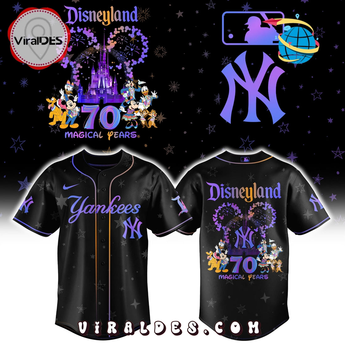 New York Yankees x Disneyland 70th Baseball Jersey