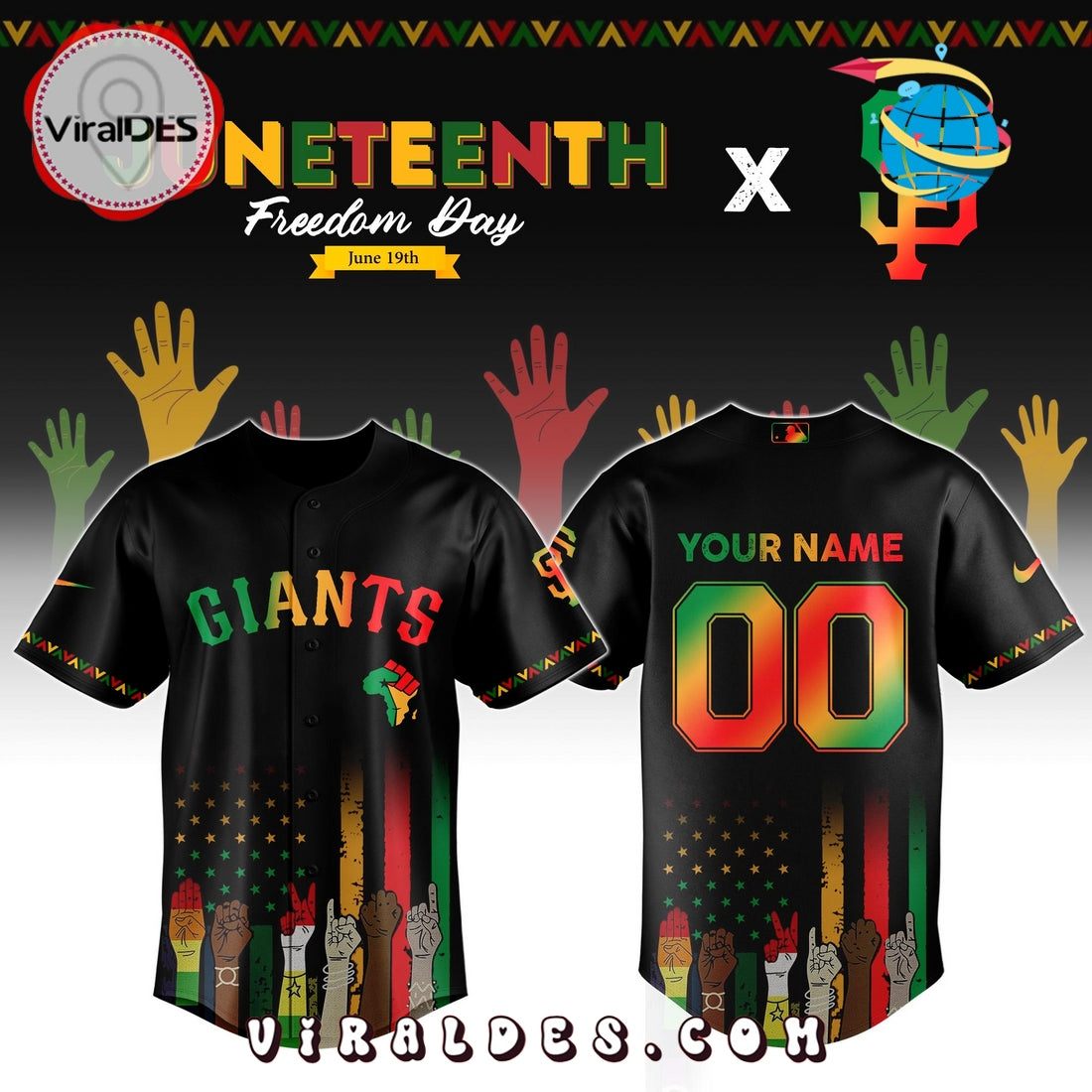 San Francisco Giants Custom MLB Juneteenth Baseball Jersey