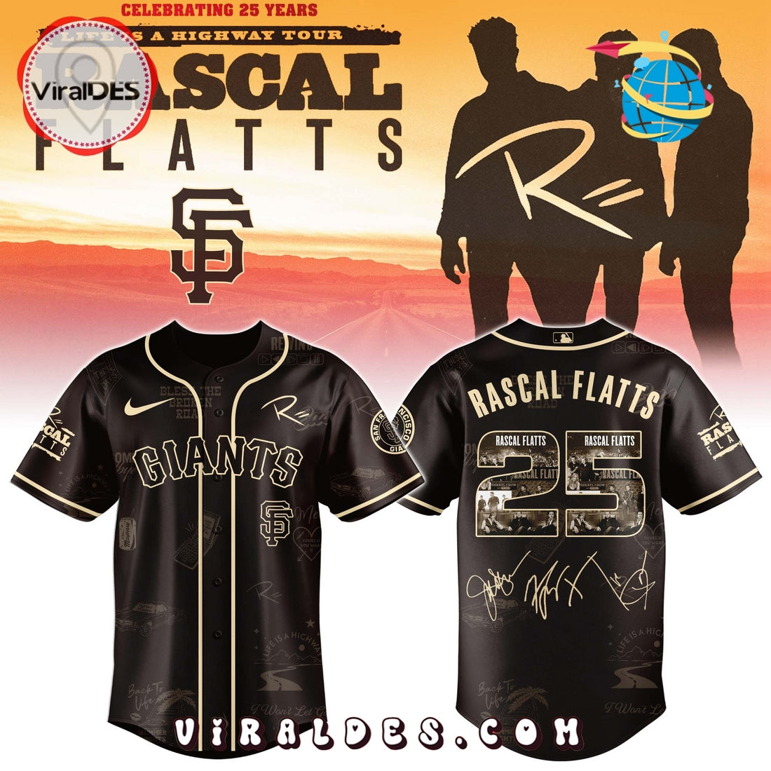 San Francisco Giants MLB x Rascal Flatts Life Is a Highway Tour Jersey