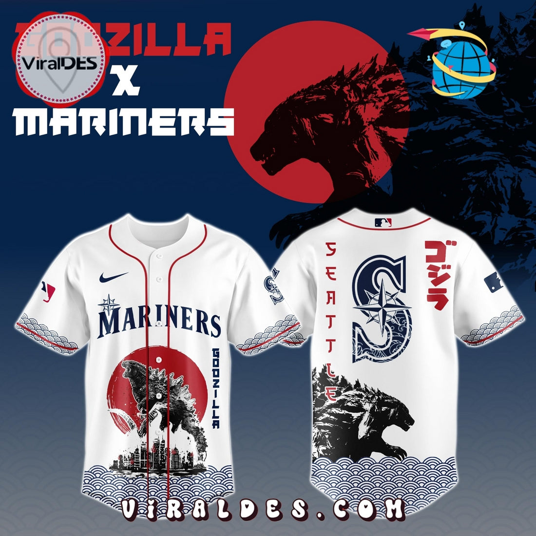 Seattle Mariners MLB x Godzilla Baseball Jersey