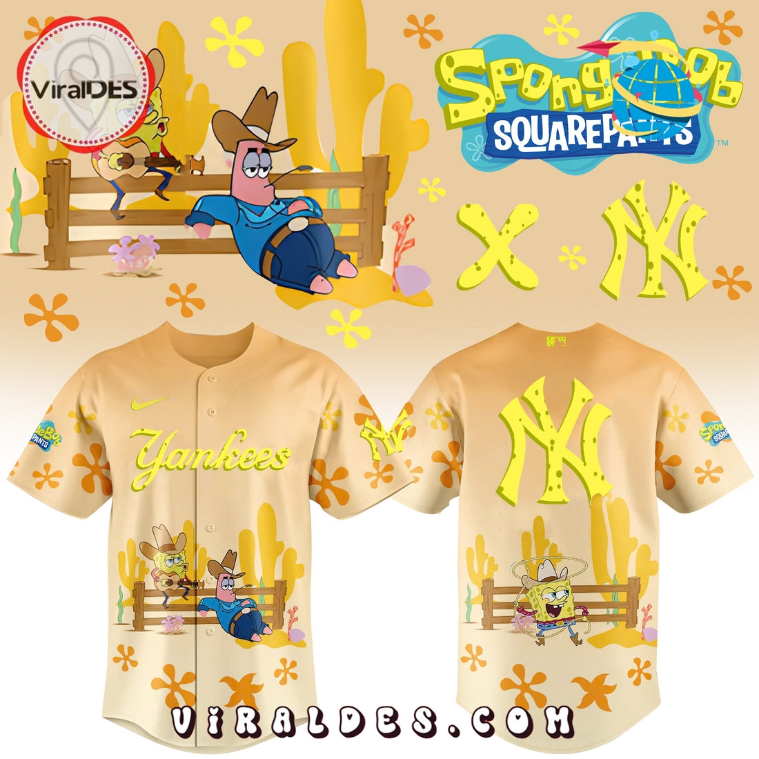 Spongebob Squarepants MLB New York Yankees Baseball Jersey