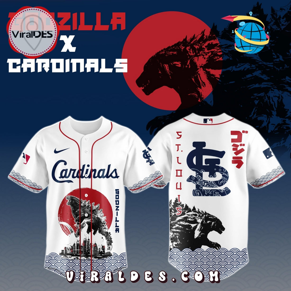 St. Louis Cardinals MLB x Godzilla Baseball Jersey