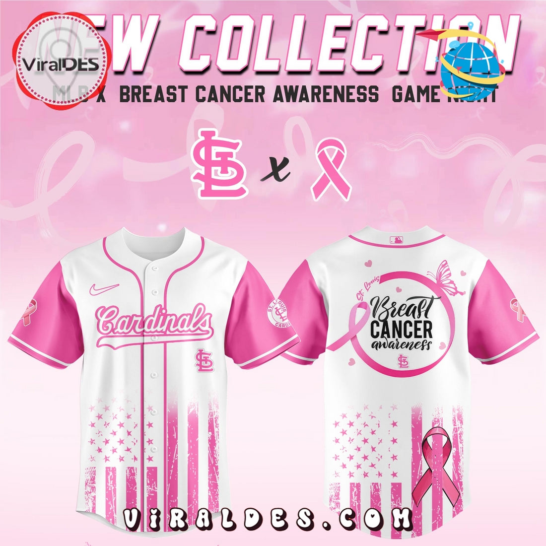 St.Louis Cardinals x Breast Cancer Awareness Game Night Baseball Jersey