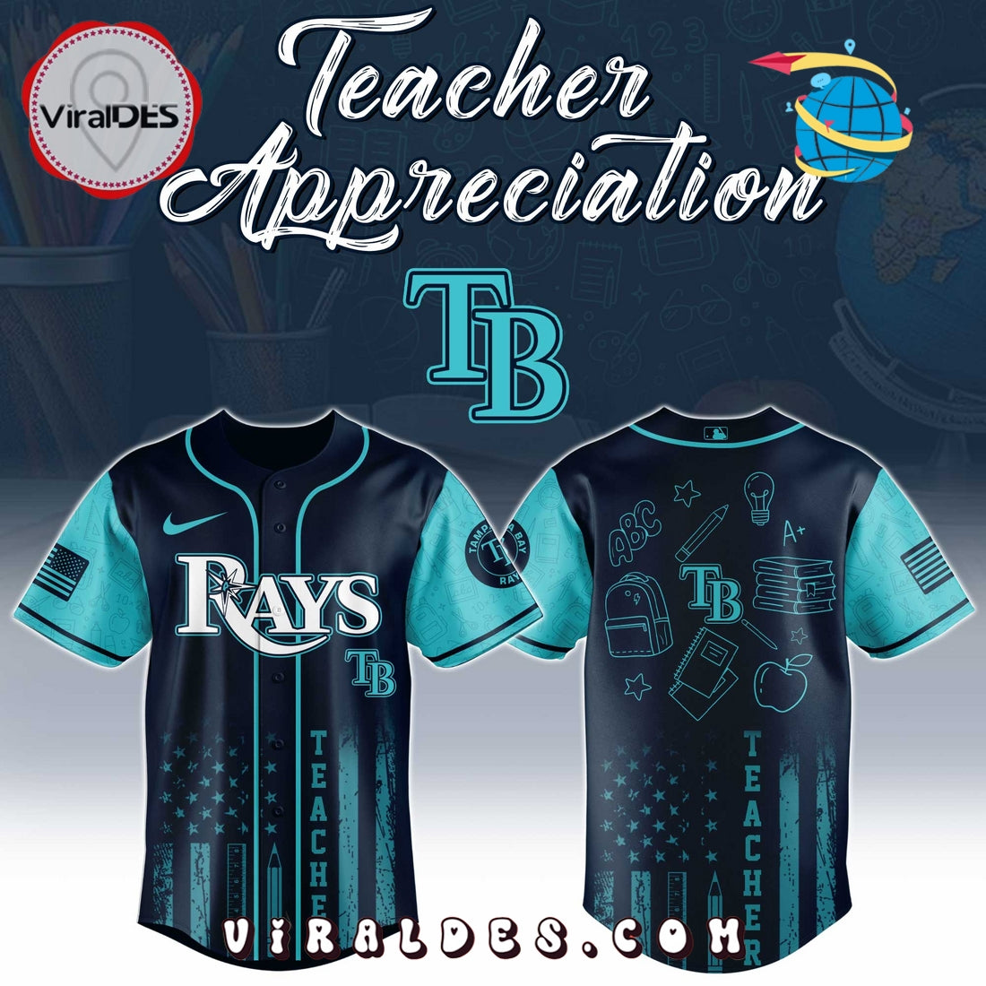 Tampa Bay Rays MLB x Teacher Appreciation Day Baseball Jersey